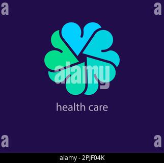 Unique health logo. Circular hearts. Modern design color transitions. Healthcare logo template. vector. Stock Vector
