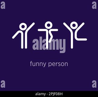 Creative funny person logo design. Linear human logo template. vector. Stock Vector