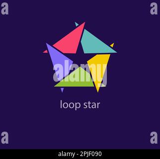 Modern cyclic star logo. Unique design color transitions. Colorful Star logo template. vector. Stock Vector