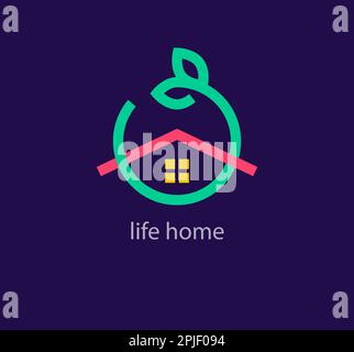 Clean energy life home logo. Unique color transitions. Life house cycle logo template. vector Stock Vector