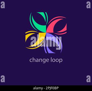 Modern circular shapes bubble logo. Unique design color transitions. Change news logo template. vector. Stock Vector