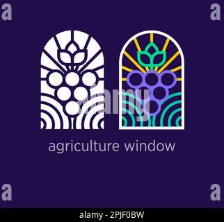 Creative nature window logo design. Modern design color. Organic garden logo template. vector. Stock Vector