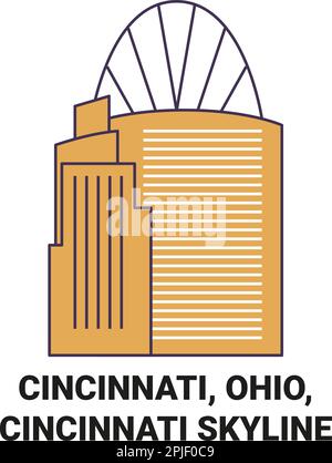 United States, Cincinnati, Ohio, Cincinnati Skyline travel landmark vector illustration Stock Vector