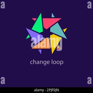 Modern cyclic star triangle combination logo. Unique design color transitions. Colorful Star logo template. vector. Stock Vector