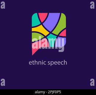 Modern ethnic speech bubble logo. Unique design color transitions. Colorful chat room logo template. vector. Stock Vector