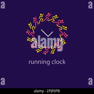 Modern running start logo. Unique design color transitions. Running people logo template. vector. Stock Vector