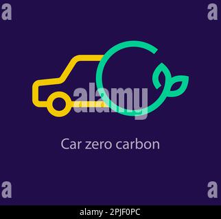 Car zero carbon logo. Unique color transitions. Emission free car concept logo template. vector Stock Vector