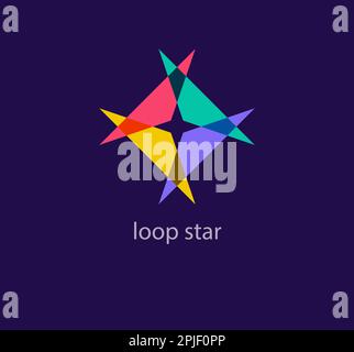 Modern cyclic star logo. Unique design color transitions. Colorful Star logo template. vector. Stock Vector