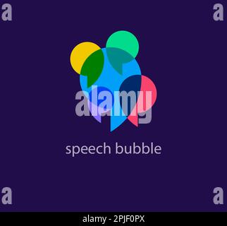 Modern speech bubbles logo. Unique color transitions. Brainstorm and team talk logo template. vector Stock Vector