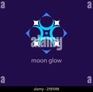 Unique star glow pattern logo. Trend color transitions. Half moon and star logo template. vector Stock Vector