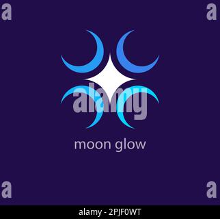 Unique star glow pattern logo. Trend color transitions. Half moon and star logo template. vector Stock Vector