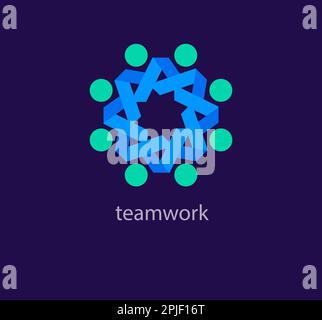 Modern teamwork and human solidarity idea logotype. Unique color transitions. people logo template. vector. Stock Vector