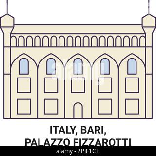 Italy, Bari, Palazzo Fizzarotti travel landmark vector illustration Stock Vector