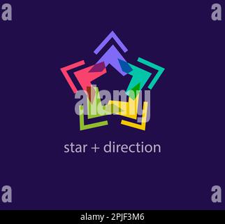 Unique star directions logo. Modern color transitions. Star cycle logo template. vector. Stock Vector