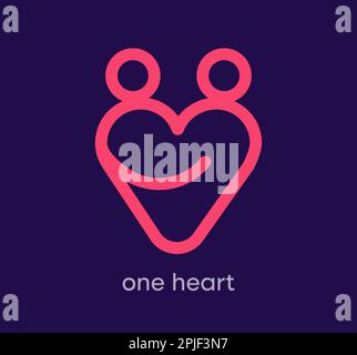 People logo in one heart. People together logo template. vector. Stock Vector