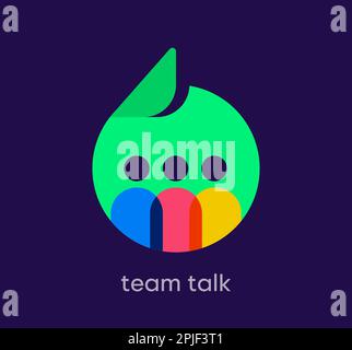 Team talk speech bubble logo. Unique design color transitions. Public speaking channel logo template. vector. Stock Vector
