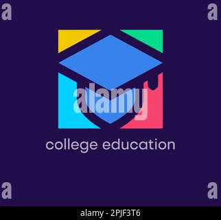 Education college hat logo. Unique design color transitions. Special education schools logo template. vector. Stock Vector