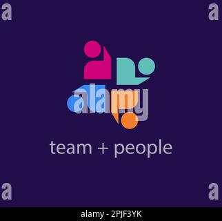 Continuous teamwork and people raising hands, solidarity idea logo. Unique color transitions. people logo template. vector. Stock Vector
