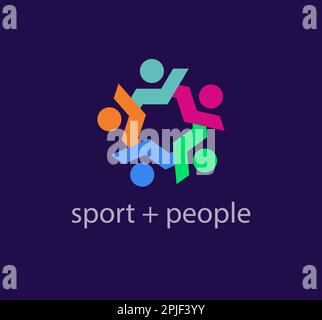 Sport team and people and running logo. Unique color transitions. People doing sports logo template. vector Stock Vector