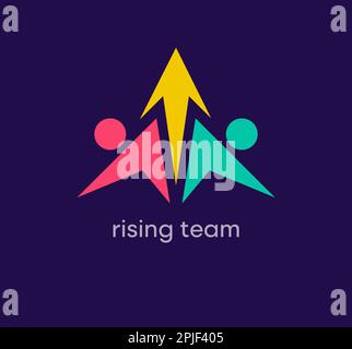 Creative human to team arrow logo design. Modern design color. Common ...