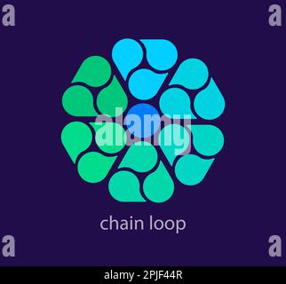 Modern virtual chain cycle logo. Unique color transitions. Virtual cryptocurrency logo template. vector. Stock Vector