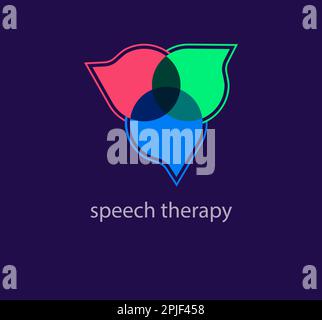 Modern speech therapy and dialog bubble logo. Unique color transitions. Communication agency logo template. vector. Stock Vector