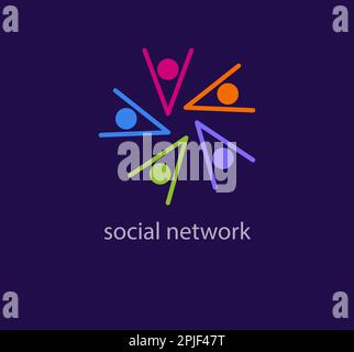 Unique social connection and circular people logo. Modern color transitions. Teamwork logo template. vector. Stock Vector