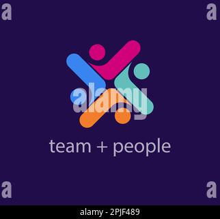 Teamwork and people raising hands, idea of ​​solidarity, modern logo. Unique color transitions. people logo template. vector. Stock Vector