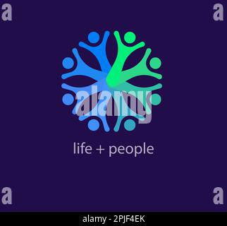 Life logo from unique circular people. Modern color transitions. Health and community cycle logo template. vector. Stock Vector