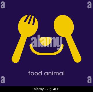 Animal logo consisting of spoon and fork. Creative logo template. vector. Stock Vector