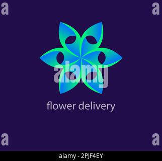 Modern flower delivery cycle logo. Unique color transitions. Logo template for spa, shop and beauty salon companies. vector. Stock Vector