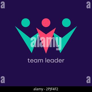 Team and leading people logo. Unique design color transitions. Team logo template advancing to the top. vector. Stock Vector