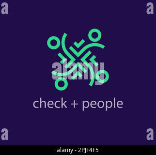 Checkmark teamwork and solidarity idea logo. Unique color transitions. people logo template. vector. Stock Vector
