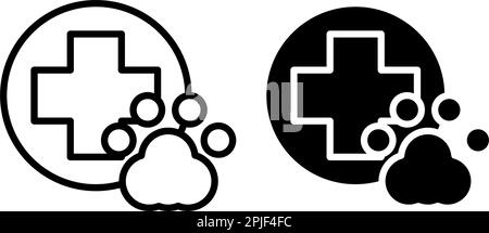 Animal health and paw print in the round logo. Flat and linear ready set. unique vector design. Stock Vector