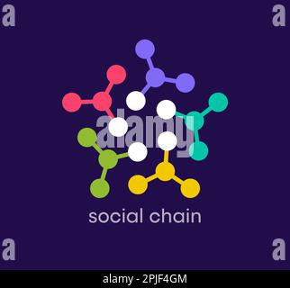 Social chain point logo. Unique design color transitions. Virtual cryptocurrency logo template. vector. Stock Vector