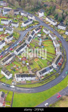 Aerial view of housing estate at Springburn in Glasgow, Scotland, UK ...
