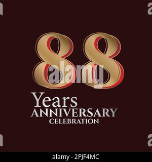 88th Years Anniversary Logo Gold and red Color isolated on elegant ...
