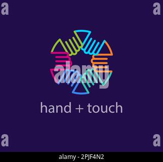 Holding hands and solidarity idea unique logo. Unique color transitions. people logo template. vector. Stock Vector