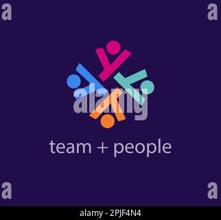Continuous teamwork and people raising hands, solidarity idea logo. Unique color transitions. people logo template. vector. Stock Vector
