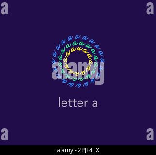 Cyclic letter a. Color that pops out. Eye-like circular motion. unique vector design. Stock Vector