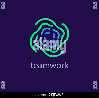 Circular line teamwork and solidarity idea logo. Unique color transitions. people logo template. vector. Stock Vector