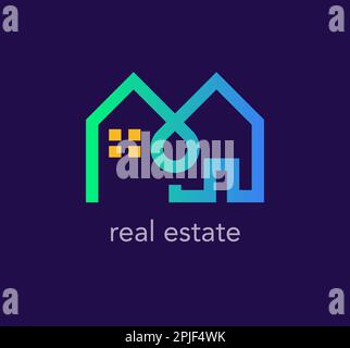 Real estate industry logo. Connected building line. Suitable real estate industry. logo template. vector Stock Vector