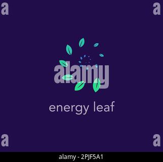 Leaf cycle logo. clean energy logo template. generating its own energy. unique vector design. Stock Vector