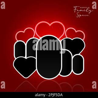 Happy Valentine's Day ready modern design template. rows of hearts next to each other. Empty photo space. 14 February valentine's day collage Stock Vector