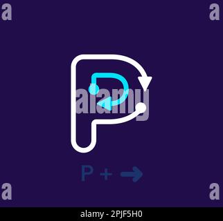 Linear letter P logo. Unique logo. Abstract letter simple rotating arrow target icon. corporate identity vector eps. Stock Vector