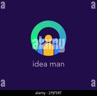 Idea man logo in circle. meeting ideas. Unique color transitions. people logo template. vector Stock Vector