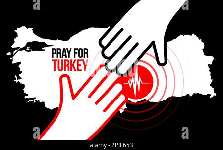 Helping hand to earthquake victims. Pray for Turkey. Turkey earthquake. Major earthquakes in eastern Turkey on February 6, 2023. Stock Vector