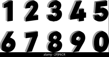 Number set linear abstract design. 3D Latin alphabet numbers from 1 to 0. logo, corporate identity, app, creative poster and more. Stock Vector