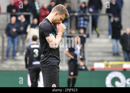 Lommel, Belgium. 02nd Apr, 2023. Virton's Jonas Vinck pictured during a soccer match Lommel SK and Royal Excelsior Virton, Sunday 02 April 2023 in Lommel, on day 5 of the Relegation Play-offs of the 2022-2023 'Challenger Pro League' 1B second division of the Belgian championship. BELGA PHOTO JILL DELSAUX Credit: Belga News Agency/Alamy Live News Stock Photo