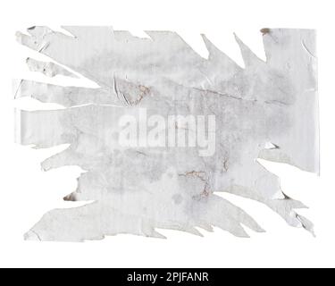 Torn white poster paper isolated on white background with clipping path Stock Photo